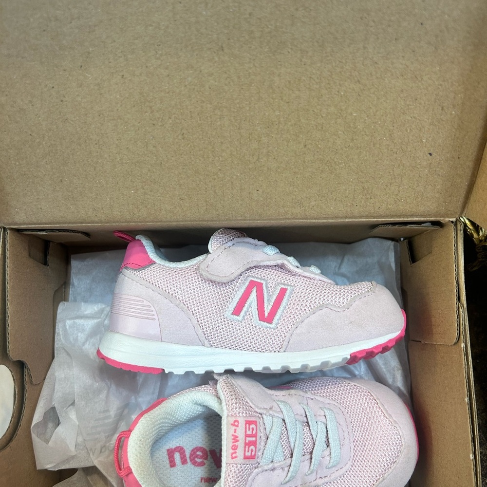 New Balance Kids' Light Pink and White Sneakers